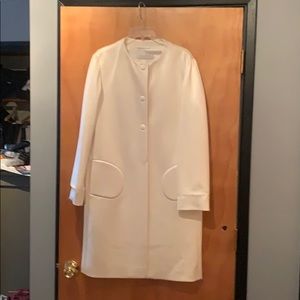 Miu Miu White Stretch Satin Evening Coat